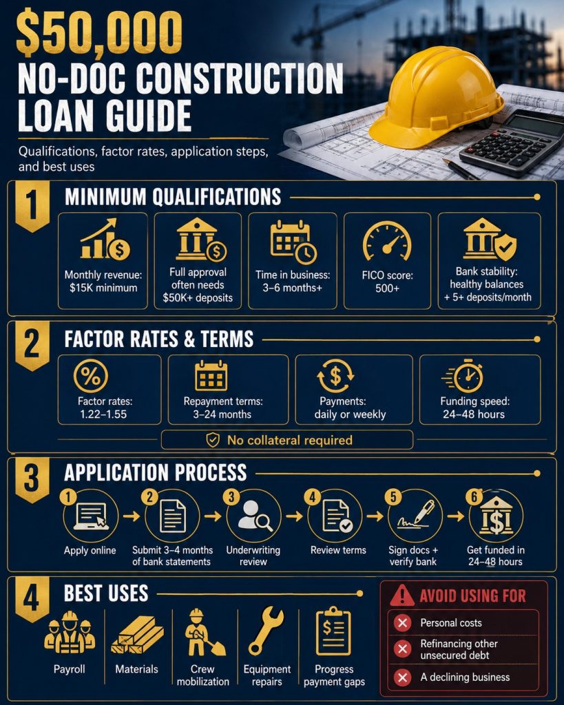Minimum Qualifications for a $50,000 Trade Contractor Loan