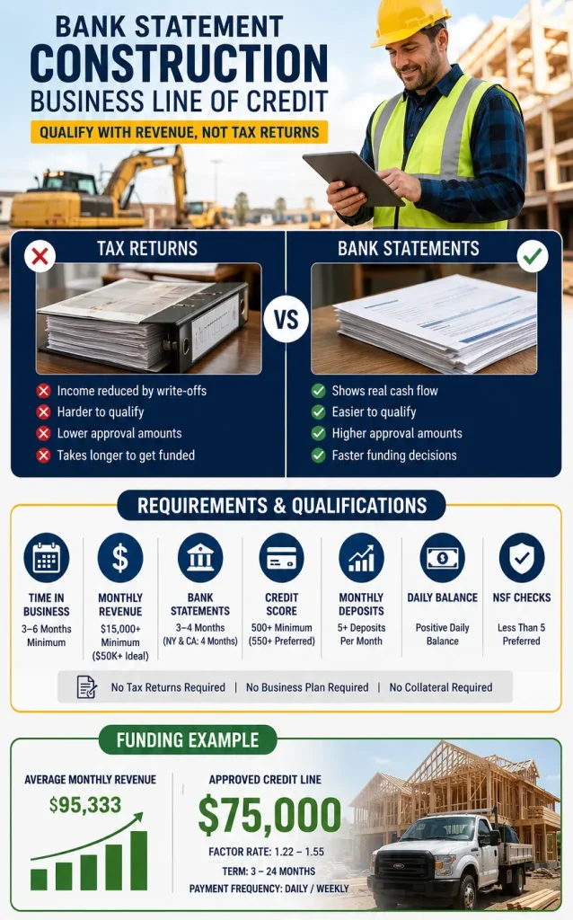 Bank Statement Construction Business Line of Credit for Contractors Requirements and Qualifications