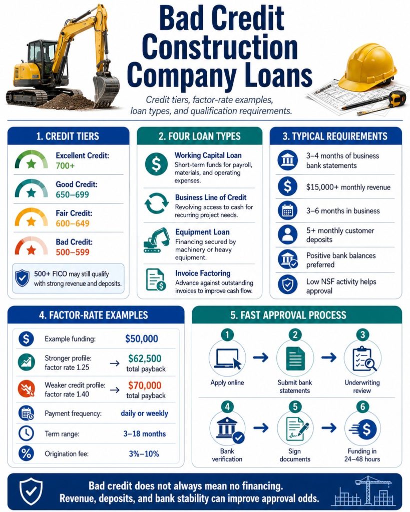 Minimum Lender Requirements for a Bad Credit Construction Company Loan